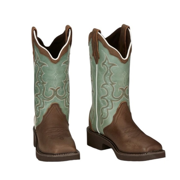 Justin RAYA 12" Western Boots Leather Cowboy Cowgirl Rodeo Country size 6.5 - Picture 1 of 10